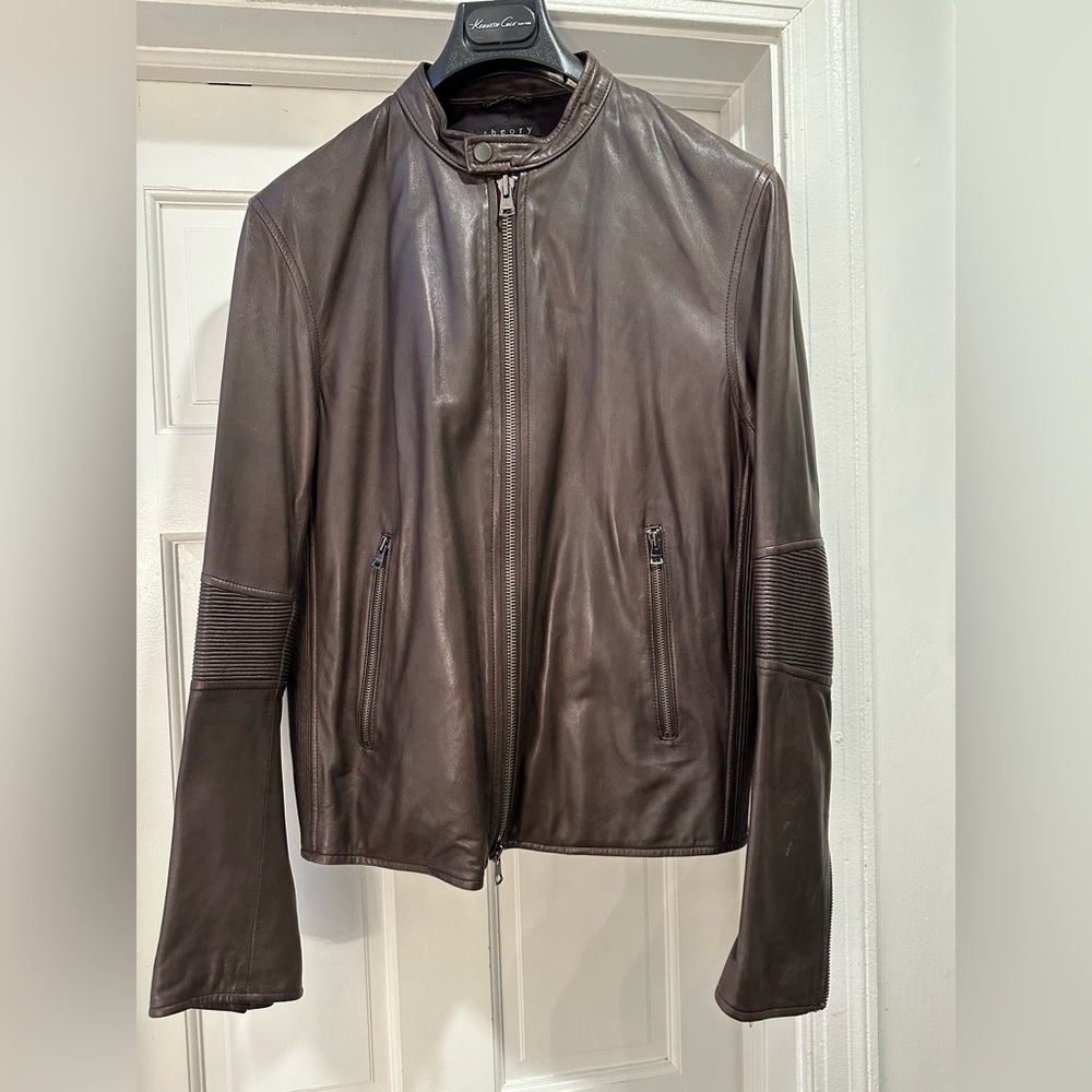 Theory Moto jacket crafted in a leather